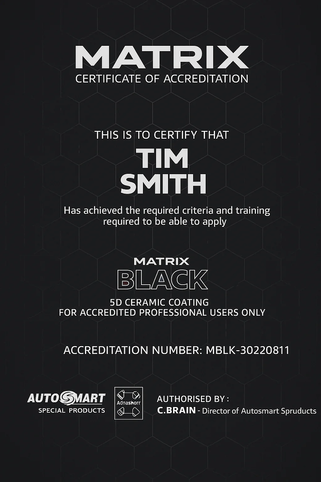 Matrix accreditation certificate